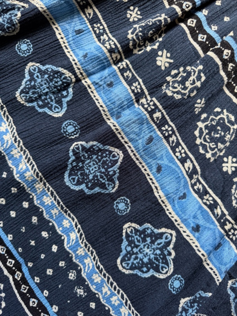 Orange Creek Indigo Boho Wrap Dress Blue Bandana Print Lightweight Tie Waist - Picture 4 of 8